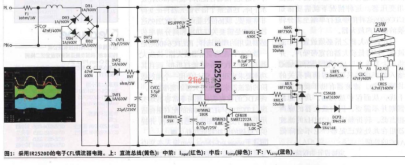 低成本紧凑型荧光灯镇流器设计电路图