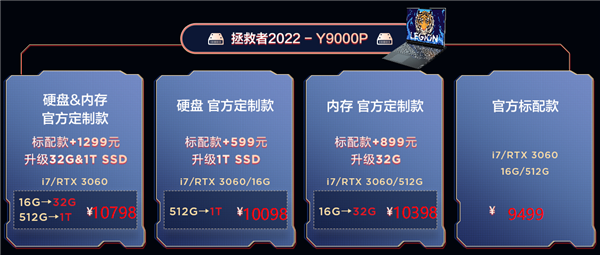 联想拯救者笔记本推官方定制升级服务：最高32GB+1TB