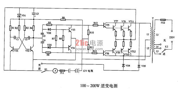 一种直流电逆变成交流电的电路图