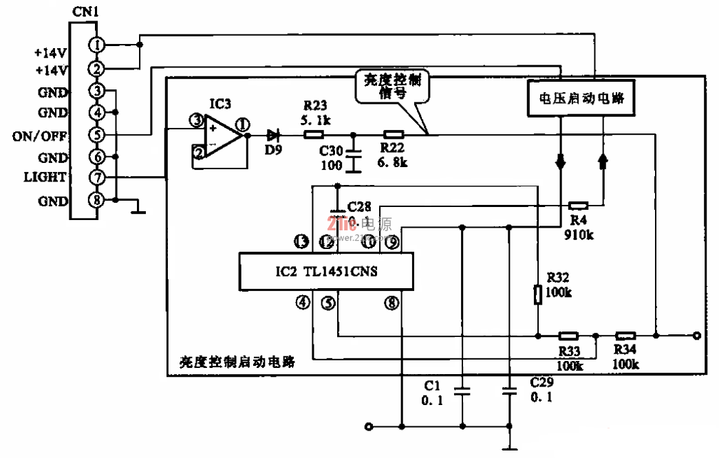 逆变器的亮度控制电路图