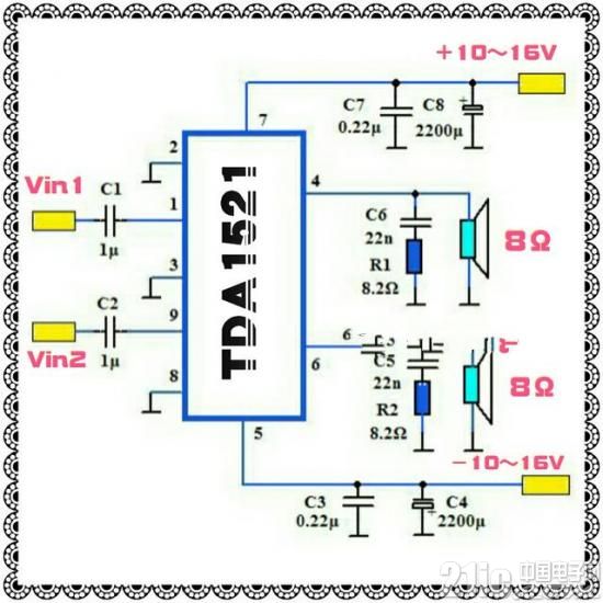 功放DIY——用TDA1521音频功放IC自制高保真有源音箱
