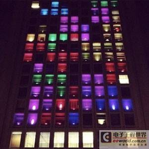 LED+无线传输：高楼俄罗斯方块灯光秀