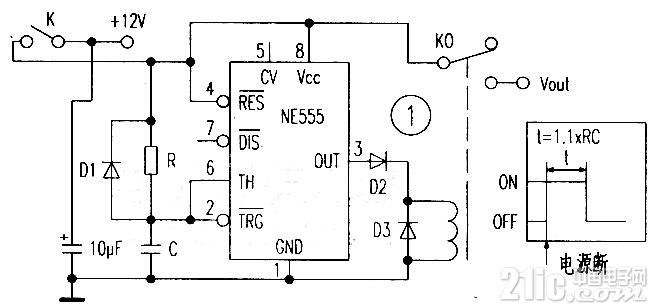 电源延迟接通电路NE555 time-delay circuit