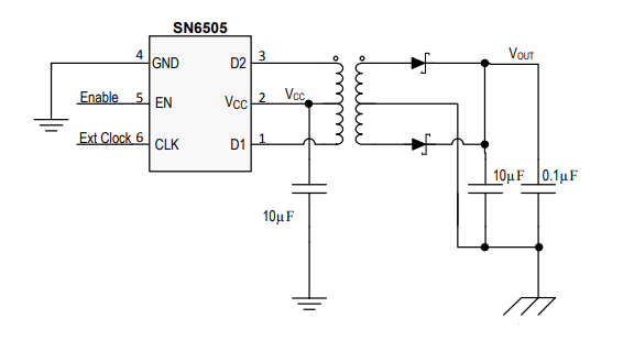 SN6505A是用于隔离电源的具有软启动功能的低噪声、1A、160kHz 变压器驱动器