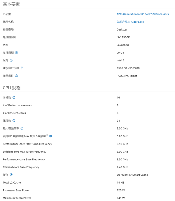 Intel 12代酷睿不再使用TDP功耗：改为基础+Turbo功耗 更直观了