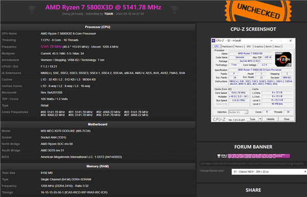 超越5.1GHz！AMD不可超频的锐龙7 5800X3D被破解