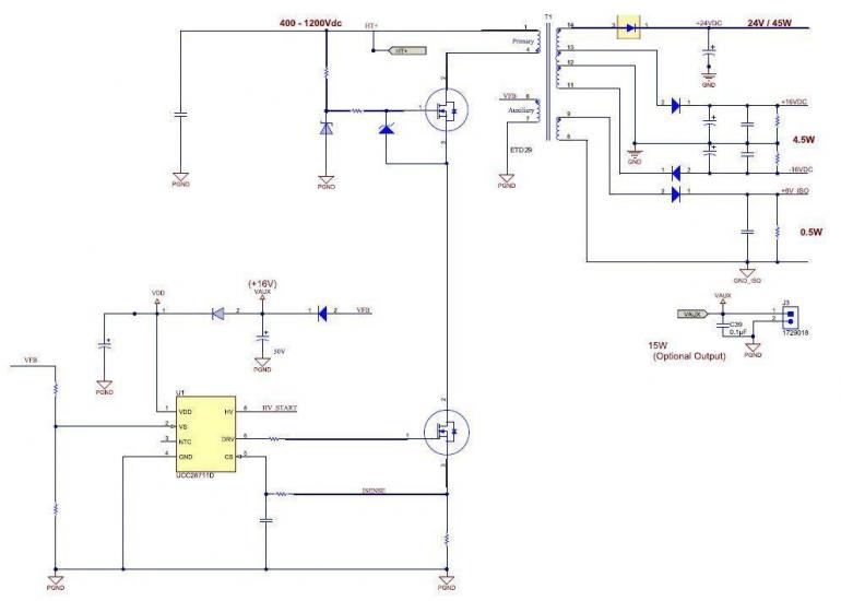 用于电机驱动器的400V 到690V 交流输入50W 隔离式反