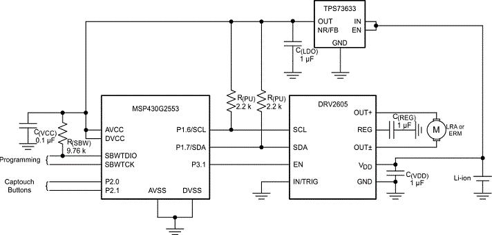 DRV2605是带有波形库和自动谐振跟踪的 ERM/LRA 触觉驱动器