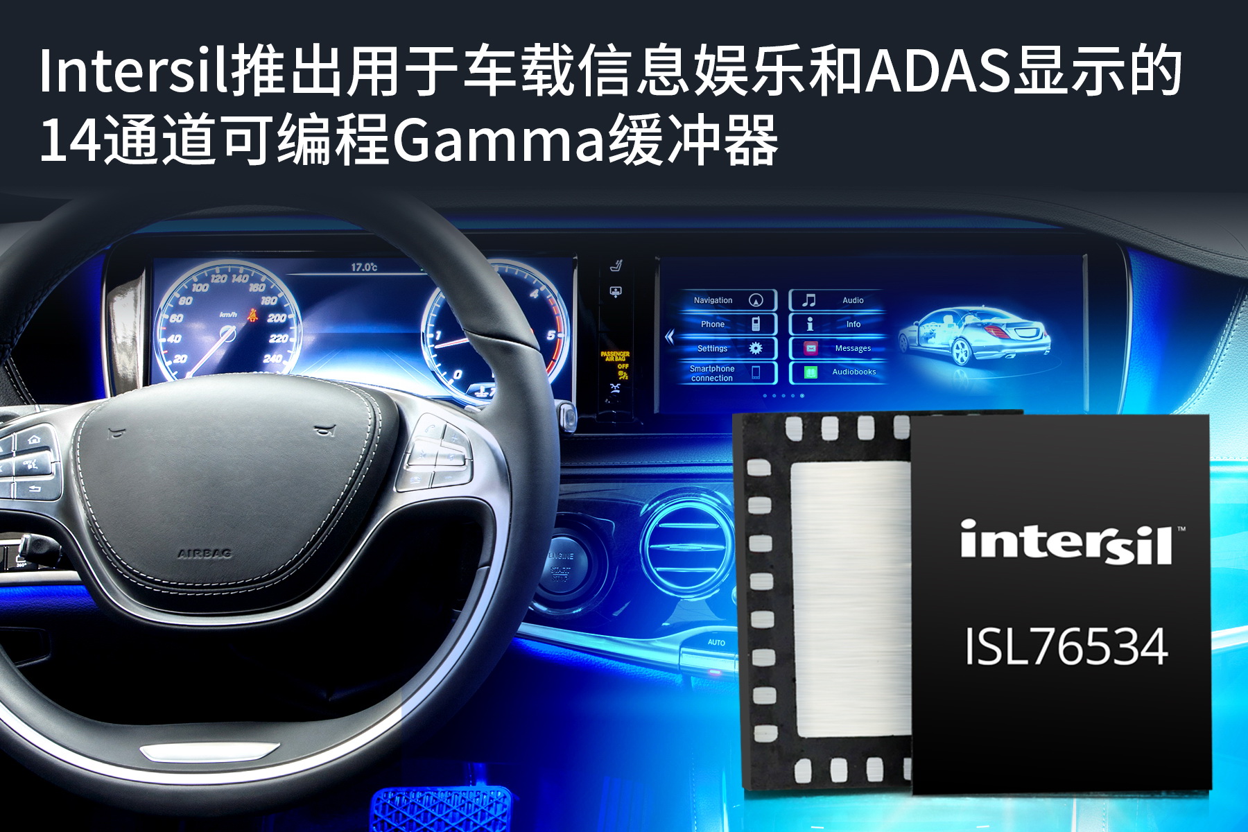 Intersil推出ADAS显示14通道可编程Gamma缓冲器