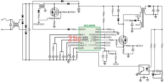 图4:采用NCL30030的AC-DC开关控制器LED驱动方案