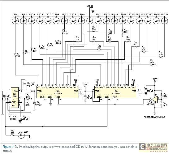 级联两个十进制计数器实现19阶连续计数器
