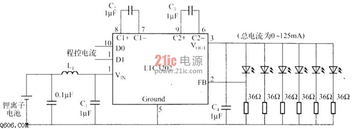 LTC3202驱动白光LED电路图
