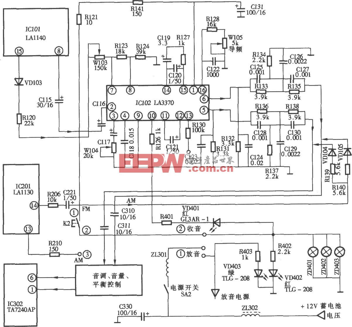 桑塔纳轿车配置凯歌牌4820C型汽车音响立体声解码电路