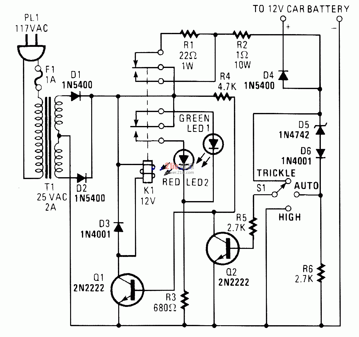 12v电池充电器电路图