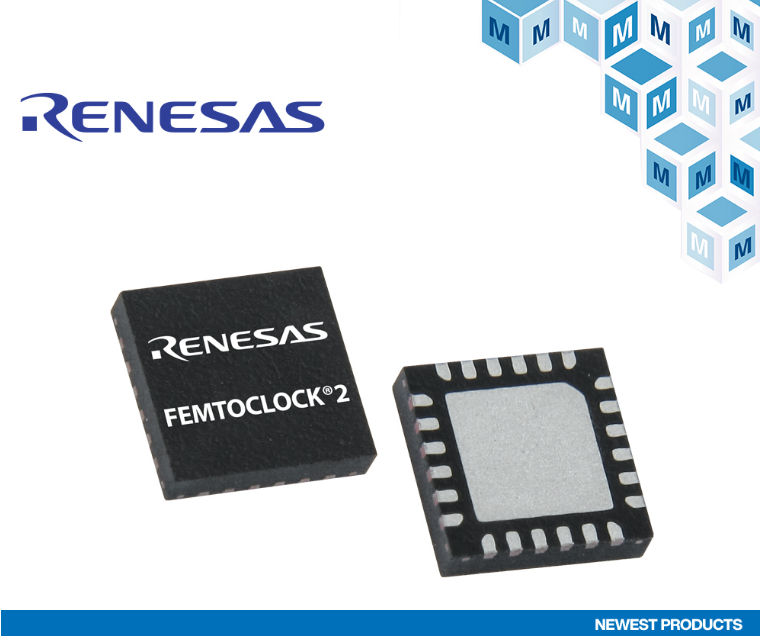 贸泽开售适用于可编程光纤模块的Renesas高性能FemtoClock2合成