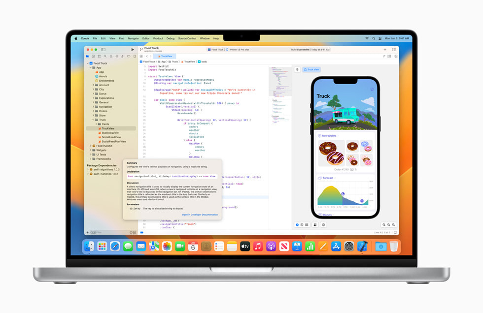 MacBook Pro 上展示的 Xcode 