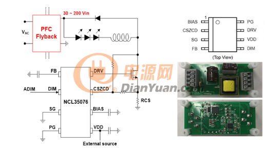 基于NCL35076或NCL30076高能效、高精度、高可靠性可调光LED照明降压方案