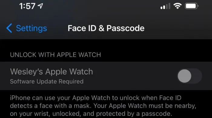 iOS 14.5 beta新增：戴口罩时Face ID和Apple Watch配对解锁
