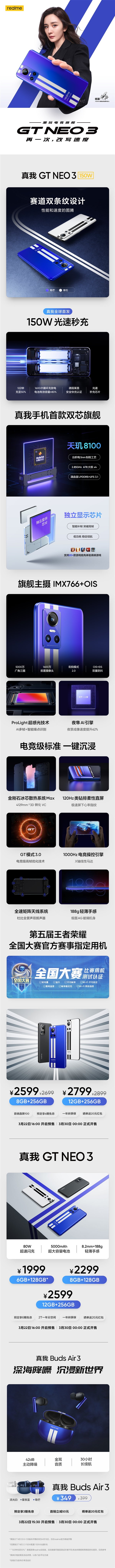 旗舰射门员王者归来！一图了解realme GT Neo3：天玑8100被干到1999元