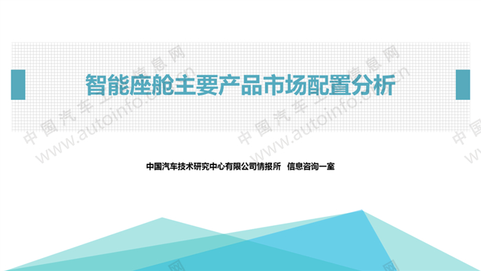 智能座舱主要产品市场配置分析