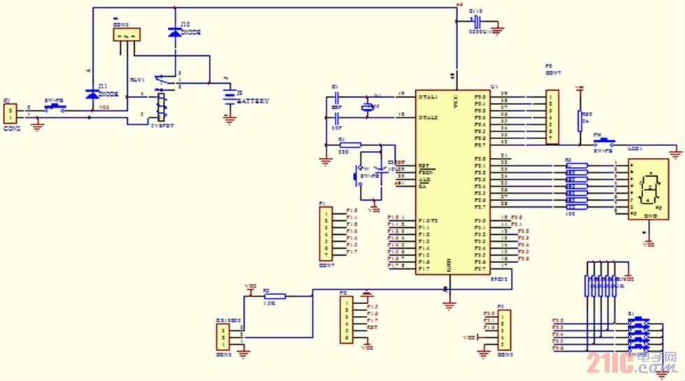 图2 AT89S52 单片机最小系统
