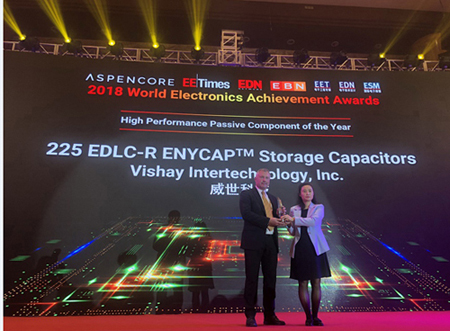 Vishay电双层储能电容器系列器件荣获AspenCore2018年度全球电子成就奖