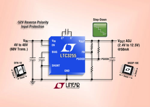 Linear 推出通用的高压降压型开关电容器转换器 LTC3255