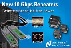 美国国家半导体三款多通道 PowerWise® 10Gbps中继器