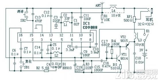 cd9088电路原理及调试方法 基于CD9088的收音机电路图