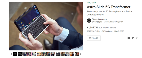 全球首款实体键盘5G手机！AstroSlide将于6月发货：搭载天玑800处理器