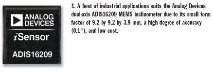 ADI微型双轴MEMS倾斜计传感器简化工业测量