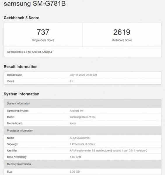 三星S20 FE搭载高通骁龙865+6G内存+Android 10亮相