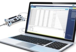 An STM32 development board connected to a PC