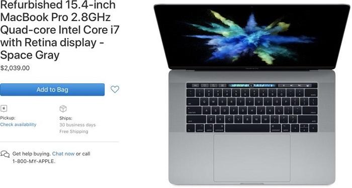 苹果开售2017款15英寸MacBook Pro官翻机