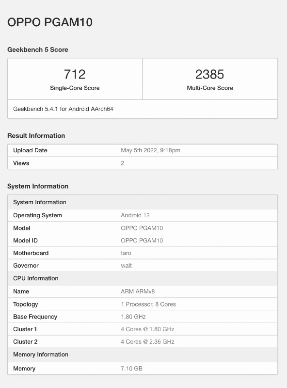 OPPO Reno8全球首发！高通骁龙7 Gen1现身跑分网站