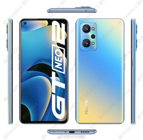 Realme GT Neo2官方渲染图曝光：单挖孔直屏+矩阵式三摄相机模组