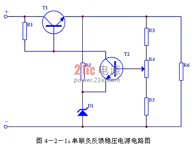 图4-2-1:串联负反馈稳压电源电路图