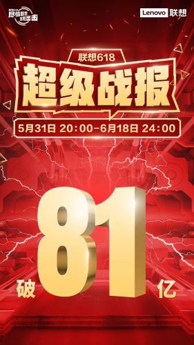 联想618终极战报出炉 全网销售额81亿！