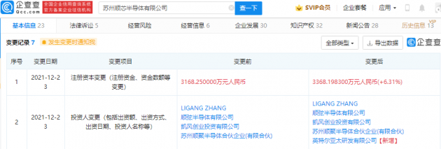 英特尔投资顺芯半导体