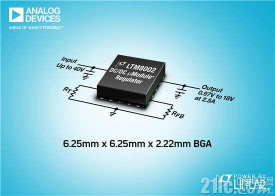 ADI推出一款降压型 DC/DC μModule 稳压器