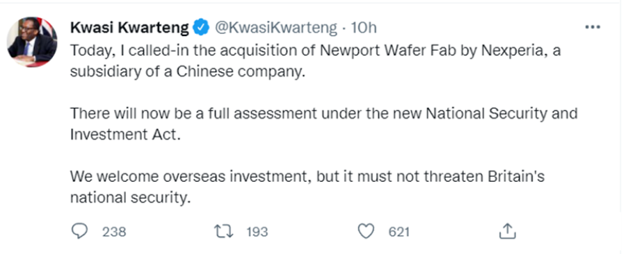 中企收购英国最大芯片生产商这事儿，英政府又反悔了