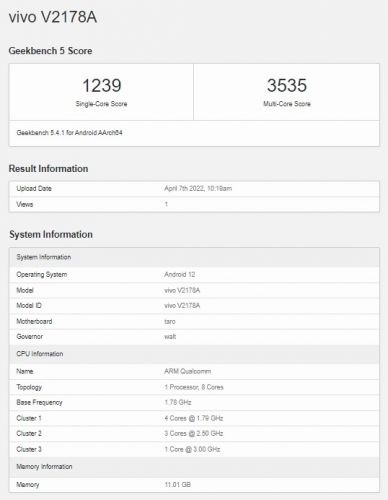 vivo X Fold跑分曝光：搭载骁龙8+12GB内存