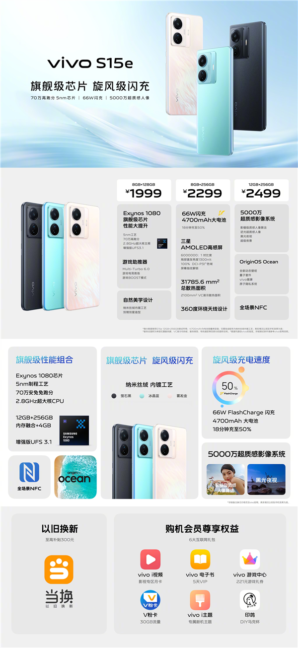 5nm旗舰芯加持！一图了解vivo S15e：1999元起