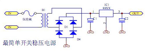 最简单开关稳压电源电路图