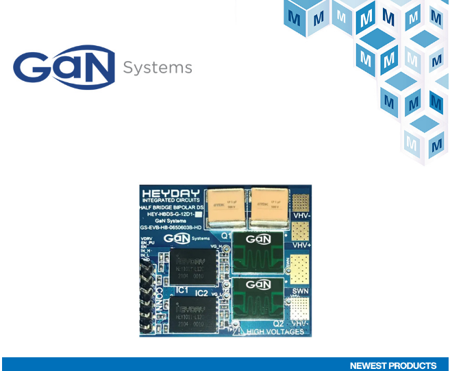 GaN Systems HD半桥双极驱动开关评估板在贸泽开售