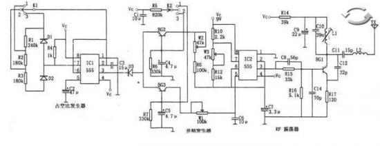 关于NE555和LM909制作的多功能遥控电路图