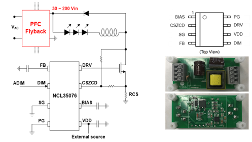 基于NCL35076或NCL30076的可调光LED照明降压方案