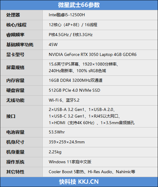6K档首款240Hz高刷游戏本!微星武士66评测:品质性能全都有