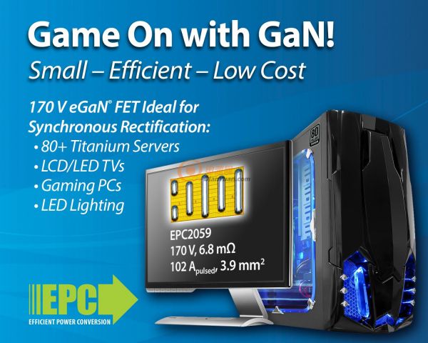 宜普电源转换公司（EPC）推出170 V eGaN®FET， 实现优越的同步整流并极具成本效益， 抢占高端服务器和消费类电源市场