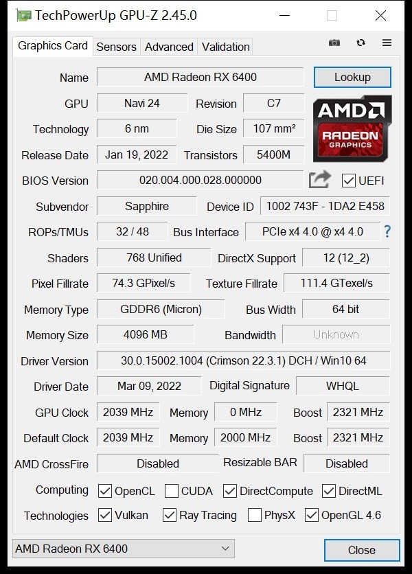 1340元起 AMD RX 6400显卡首测 梦回2002